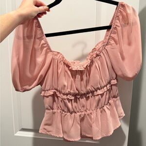 Pink Ruffled Women's Top